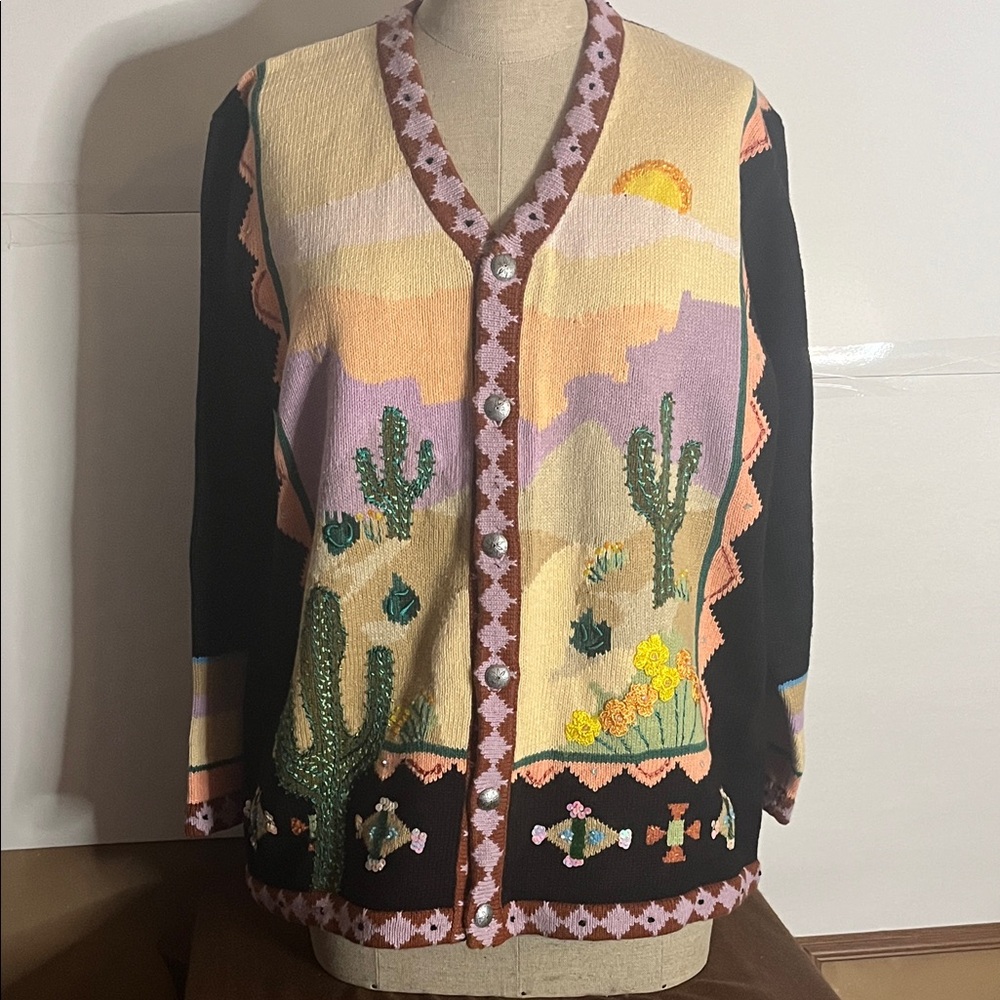 😄Desert theme sweater cardigan colourful large